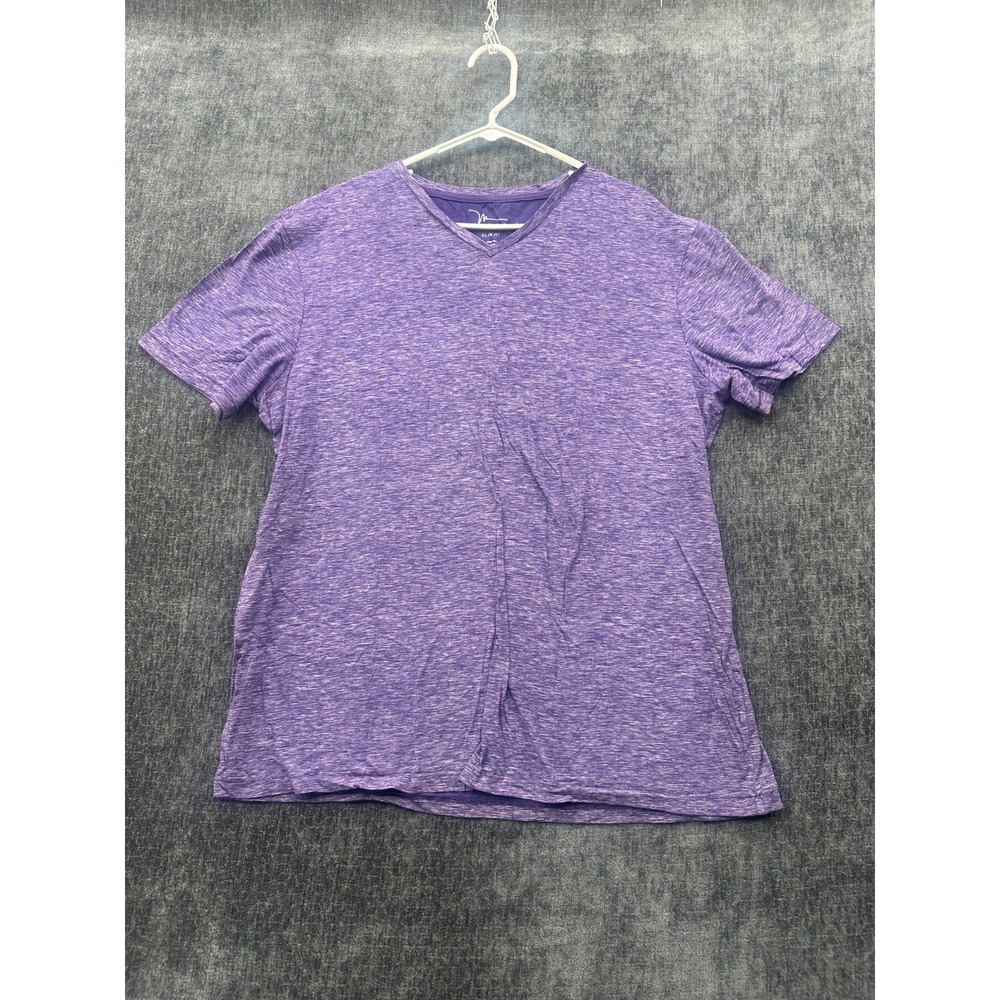Marc Anthony T Shirt Mens 2XL Purple Heather Cotton Slim Fit Short Sleeve V Neck